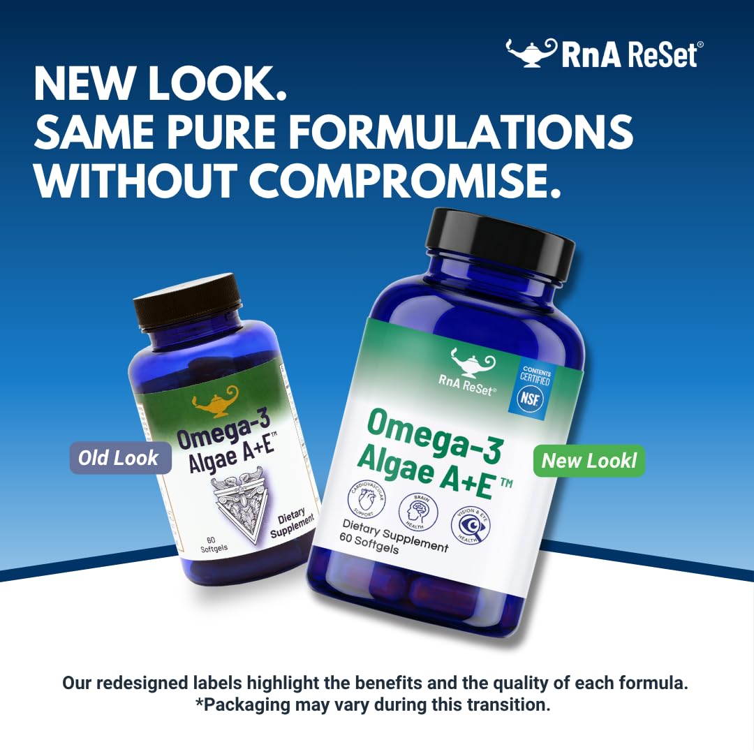 RnA ReSet Omega-3 Algae A+E Plant-Based DHA & EPA with Vitamins A and E Capsule, 1 Count