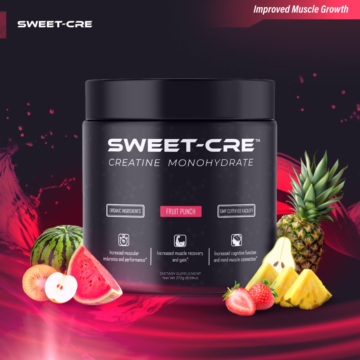 Sweet Cre Creatine Monohydrate Powder, 10 oz
