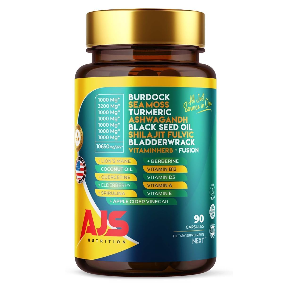 AJS Nutrition Sea Moss Capsules 90 Count