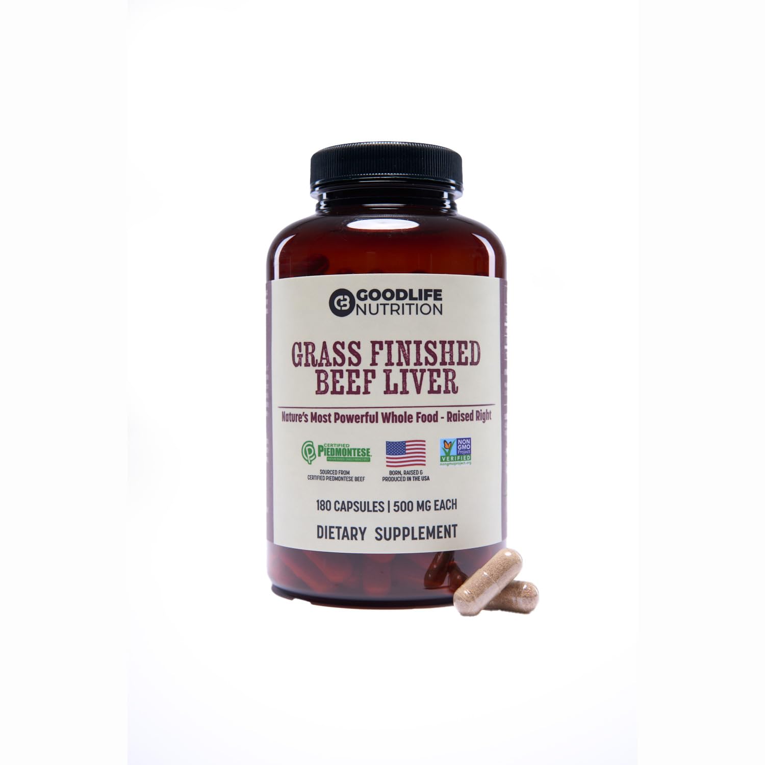 GOODLIFE Nutrition Grass Finished Beef Liver Capsules 180 Capsules