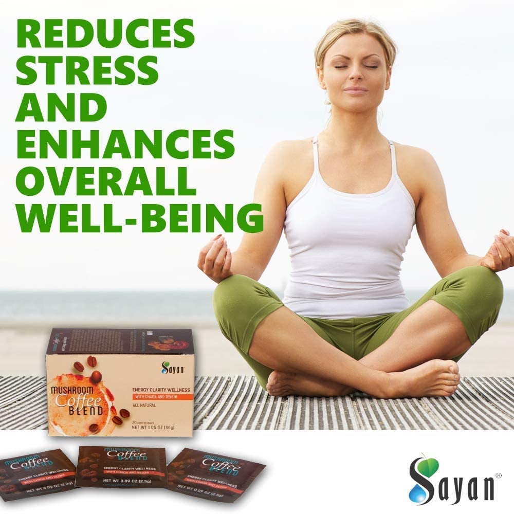 Sayan Mushroom Instant Coffee Blend Powder, 20 Packets