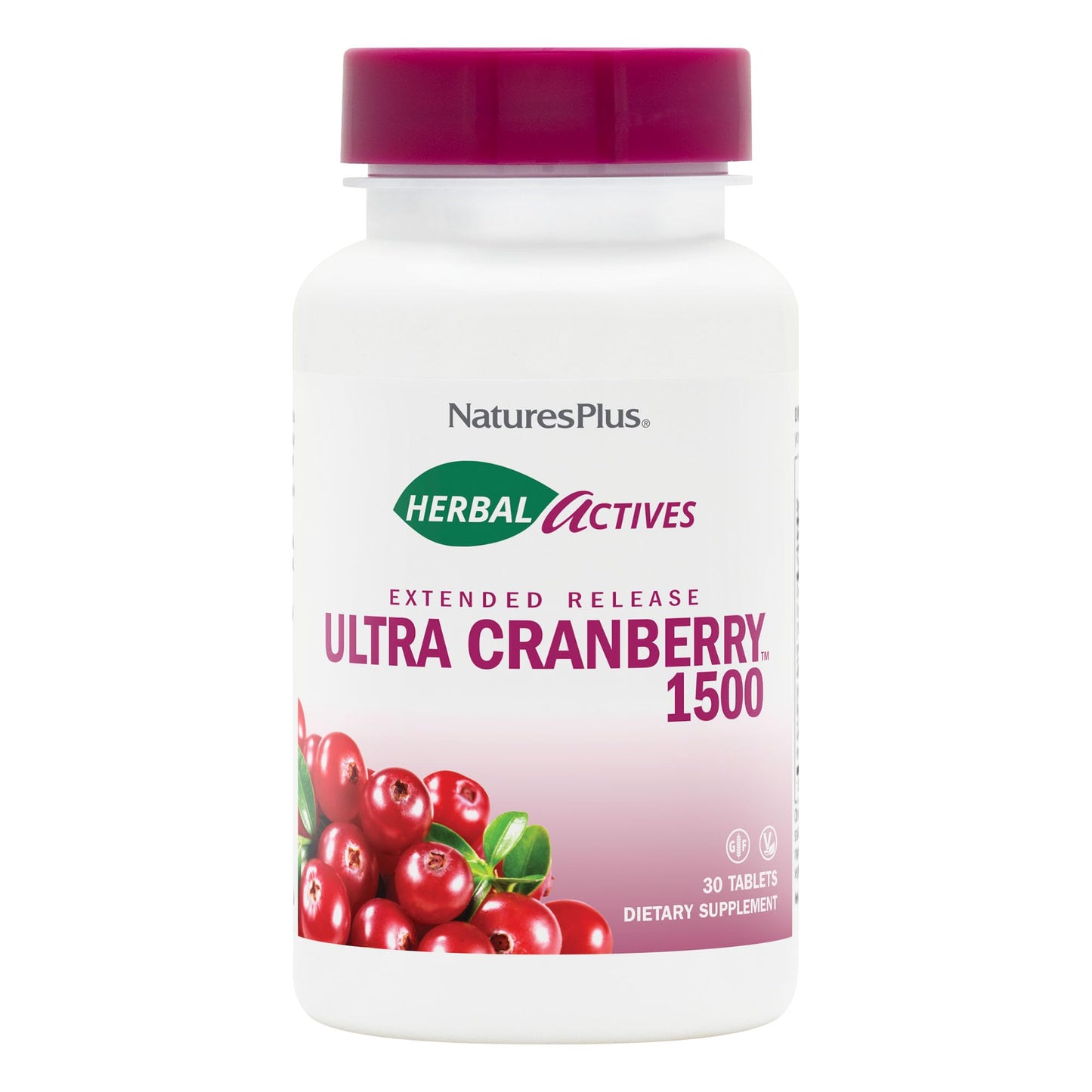 NaturesPlus Herbal Actives Ultra Cranberry 1500 Tablets, 30 Count