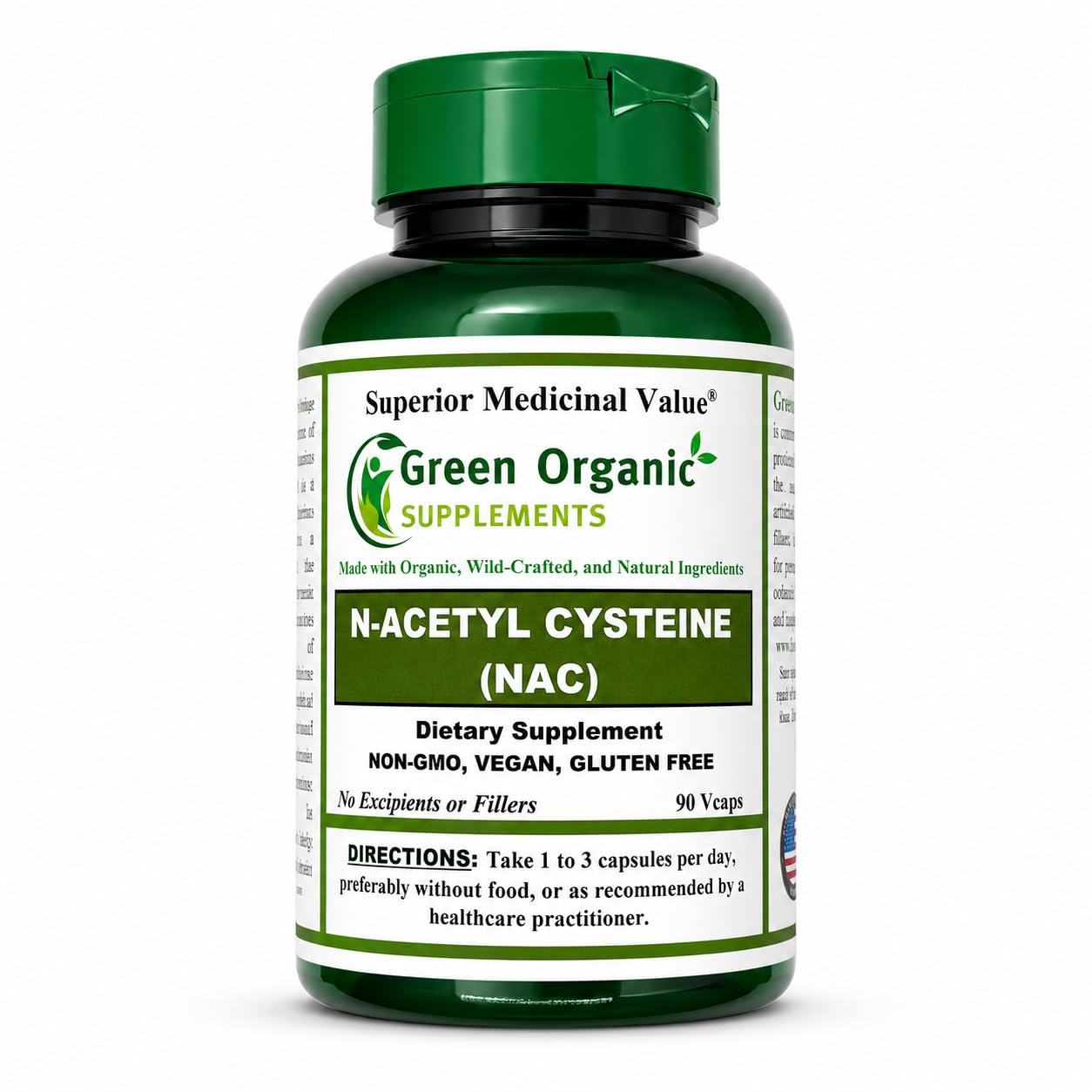 Green Organic Supplements N-Acetyl Cysteine (NAC) 700mg Capsules, 90 Count