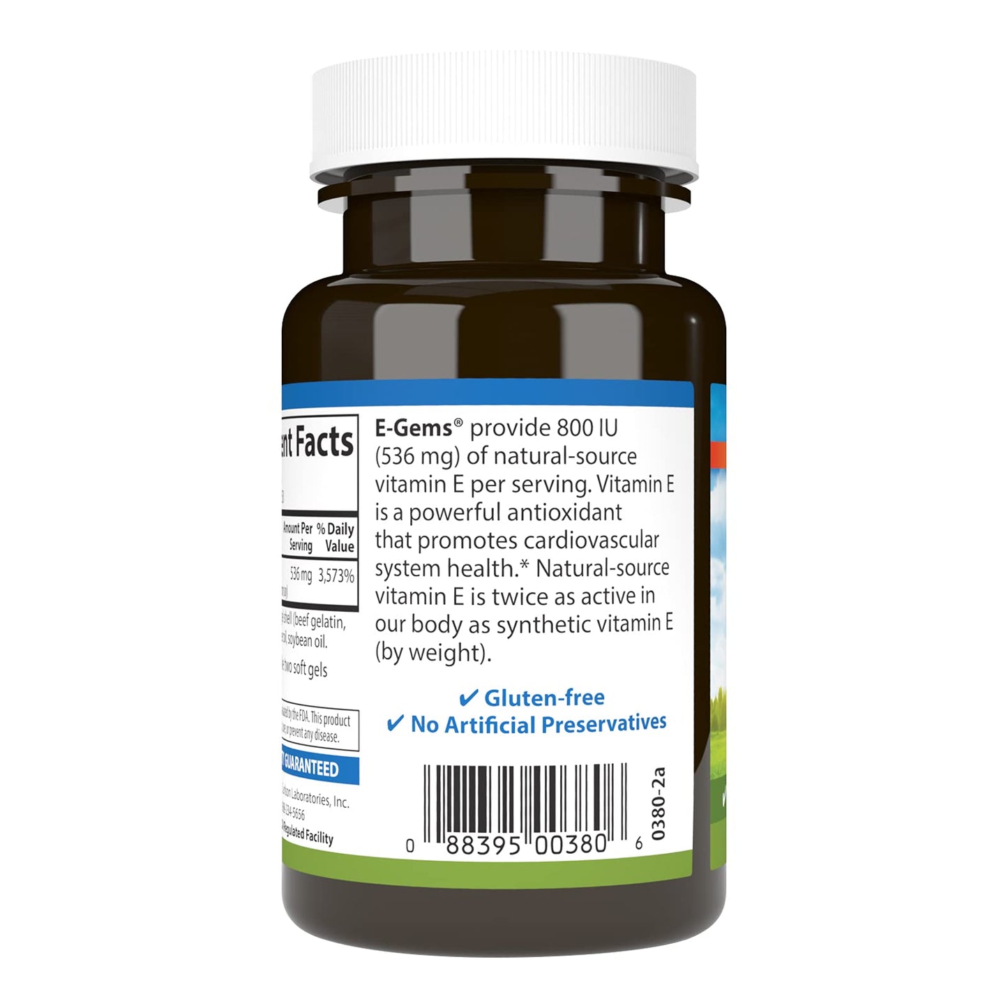 Carlson E-Gems 800 IU (536 mg) Natural-Source Vitamin E Softgels, 50 Softgels