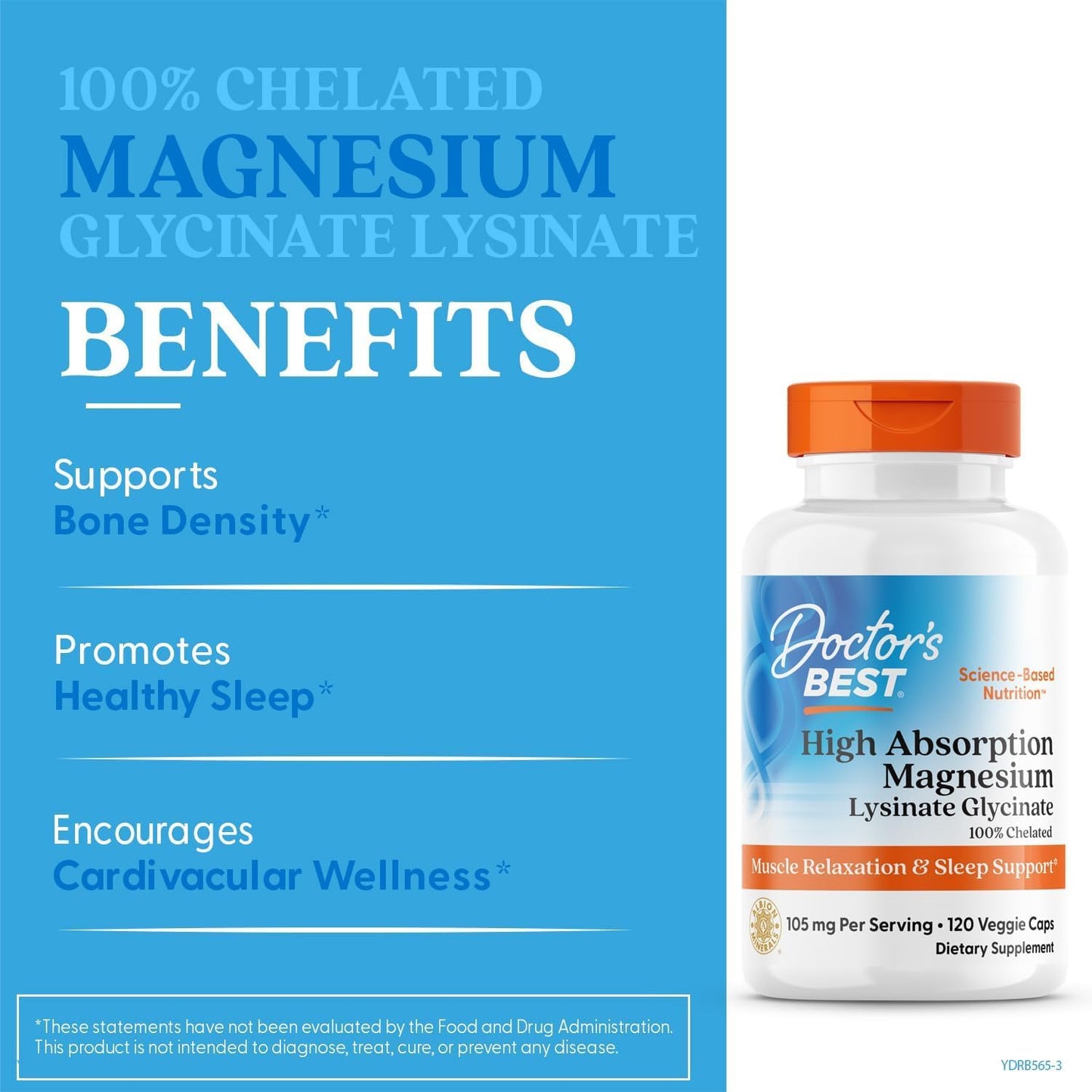 Doctor's Best High Absorption Magnesium Glycinate Lysinate Capsules, 120 Count