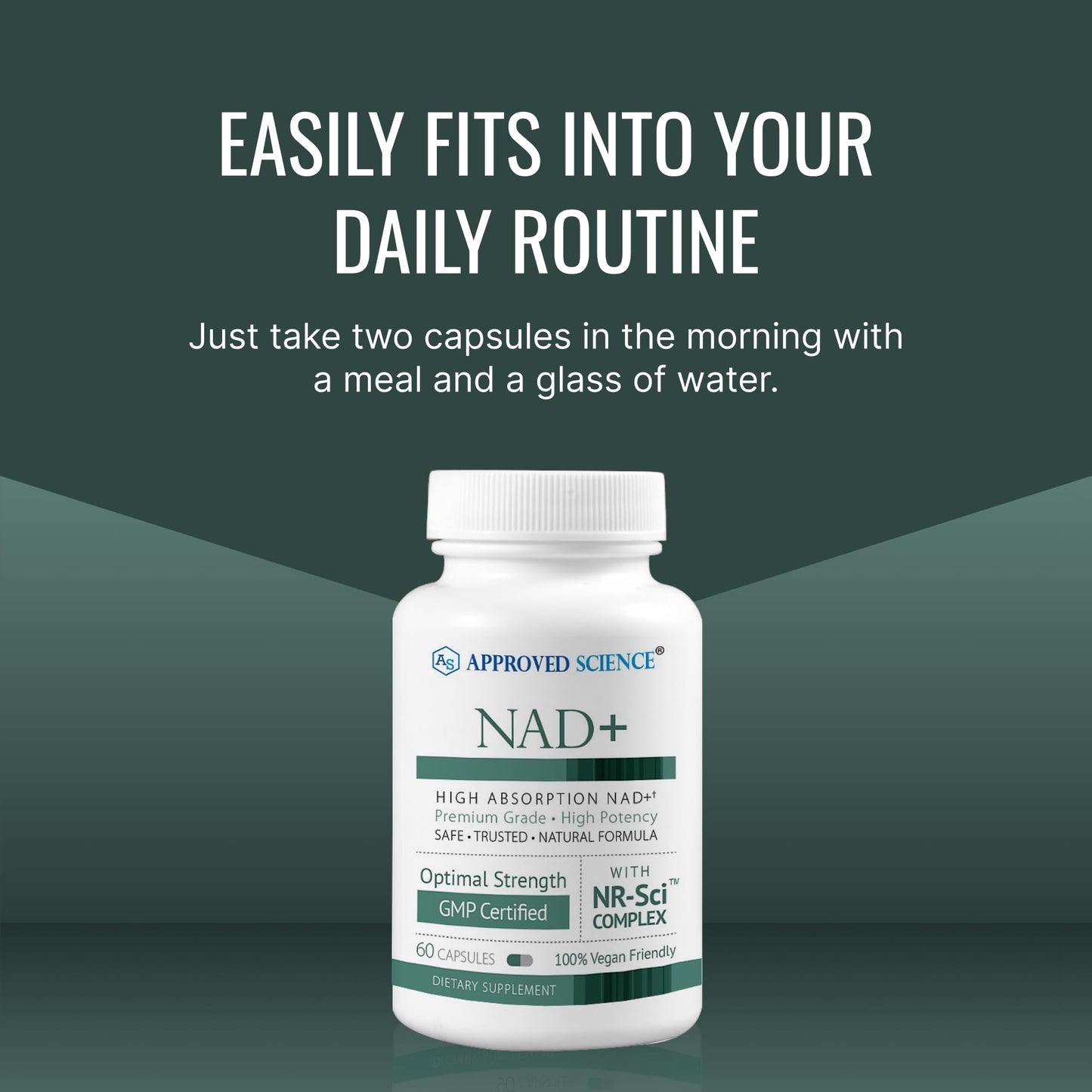 Approved Science NAD+ 300mg NR, Quercetin, Vitamin B2, BioPerine – 60 Capsules