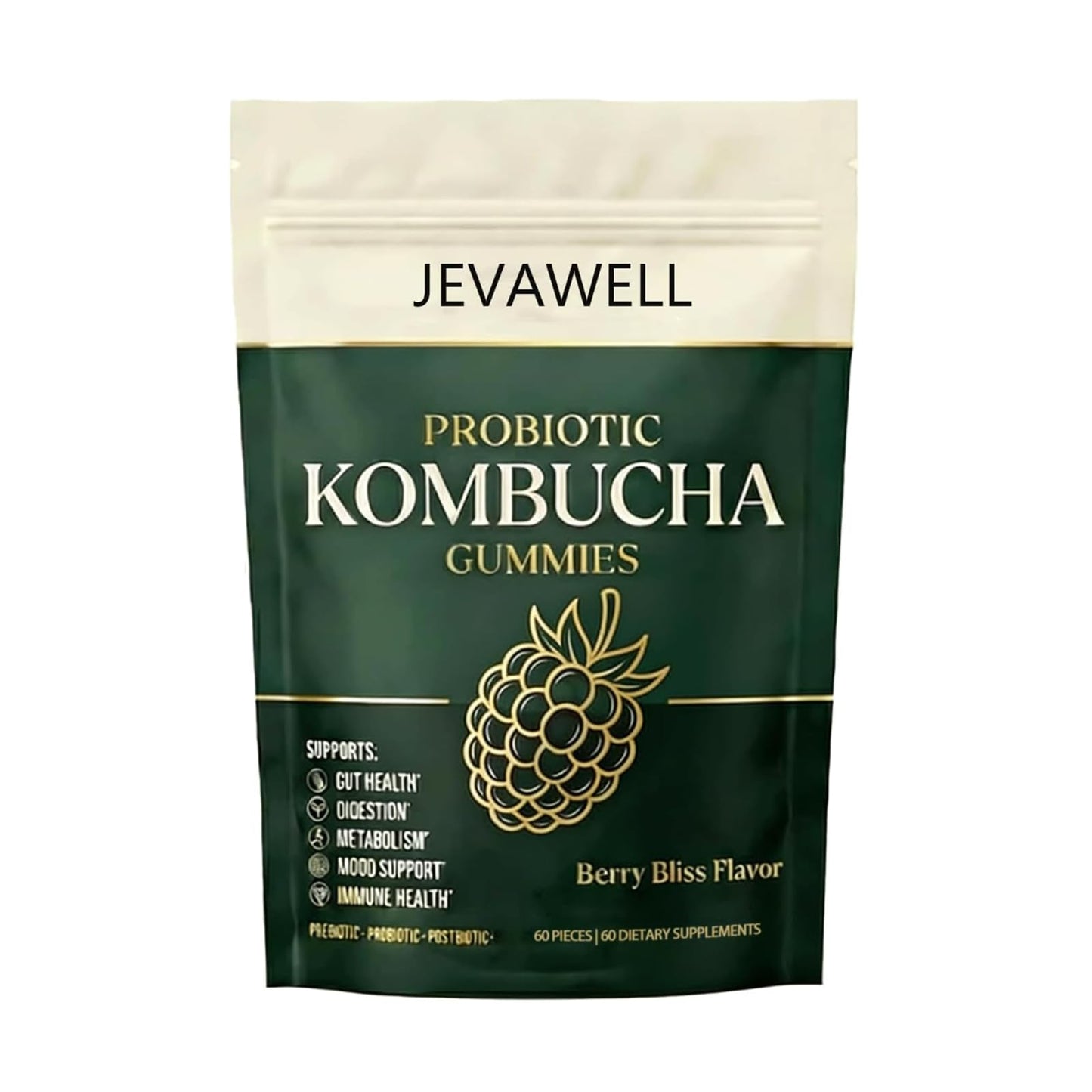 MACELY Jevawell Probiotic Kombucha Gummies, 60 Gummies