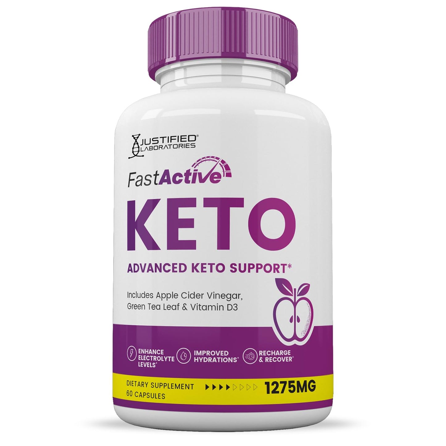 Justified Laboratories Fast Active Keto ACV Pills 1275MG Keto Support Blend Capsule, 60 Capsules