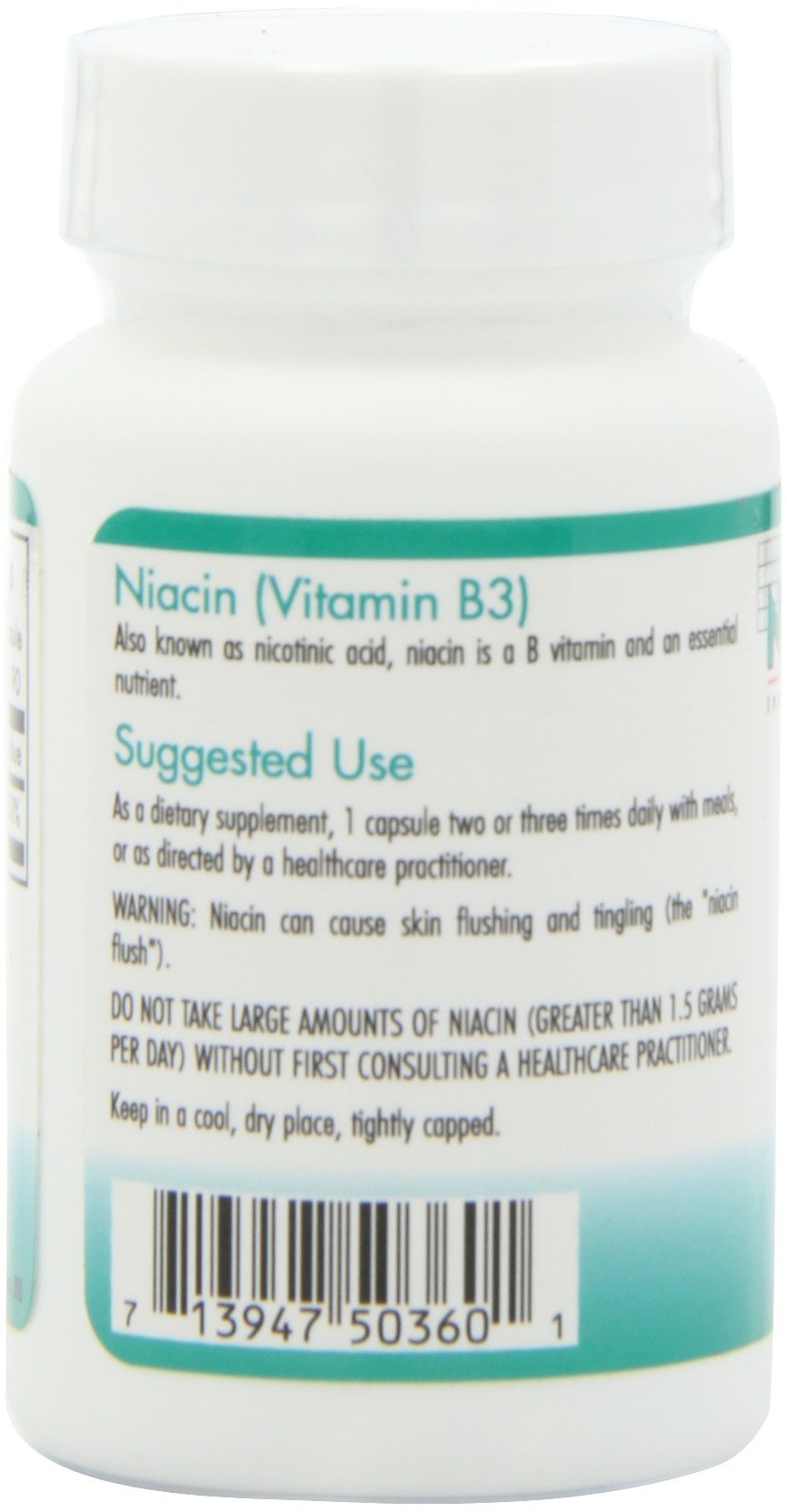 Allergy Research Group NutriCology Niacin - Vitamin B3 Nicotinic Acid Supplement NAD & Energy Metabolism Support Capsules 90 Count