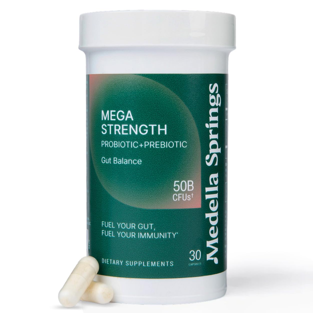 Medella Naturals Mega-Strain 50 Billion CFU Probiotics + Prebiotics Capsules, 30 Capsules