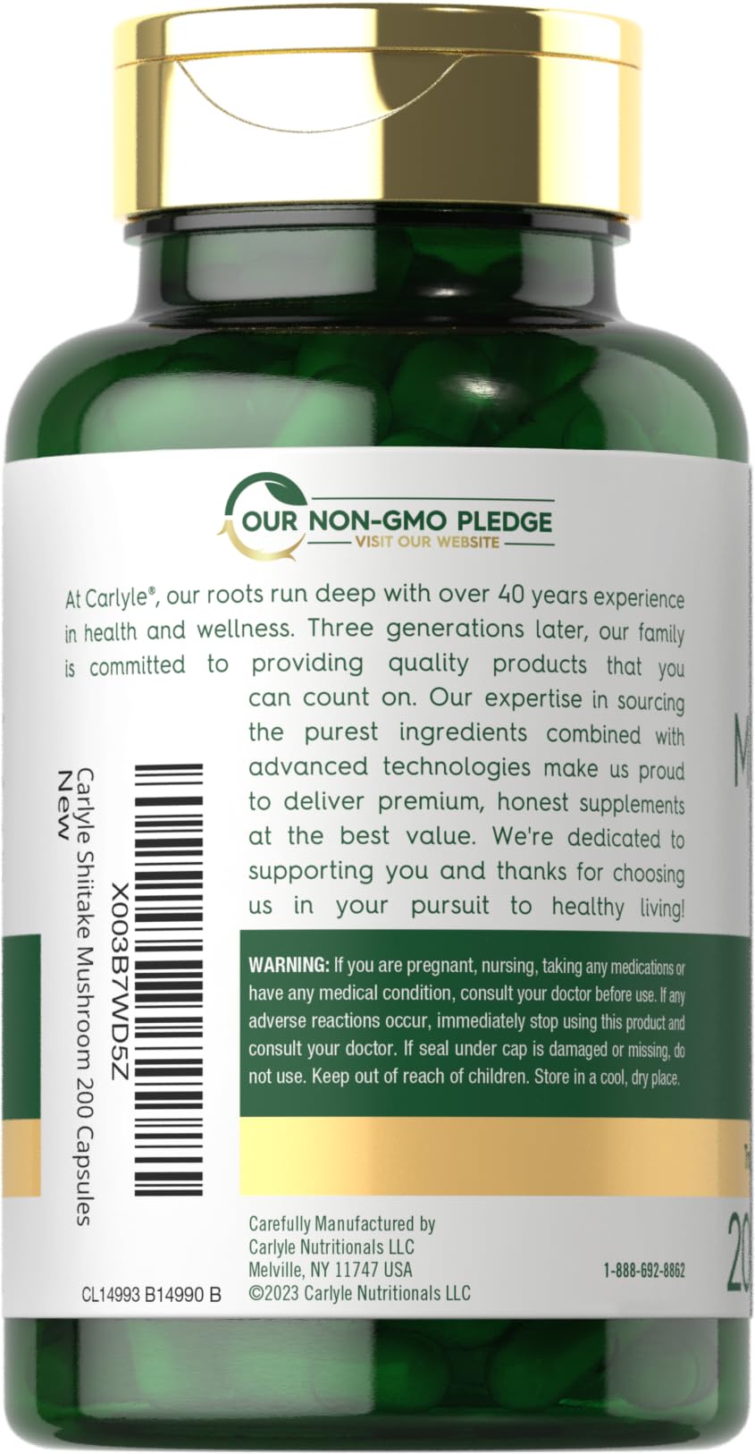 Carlyle Shiitake Mushroom Extract 200 Capsules