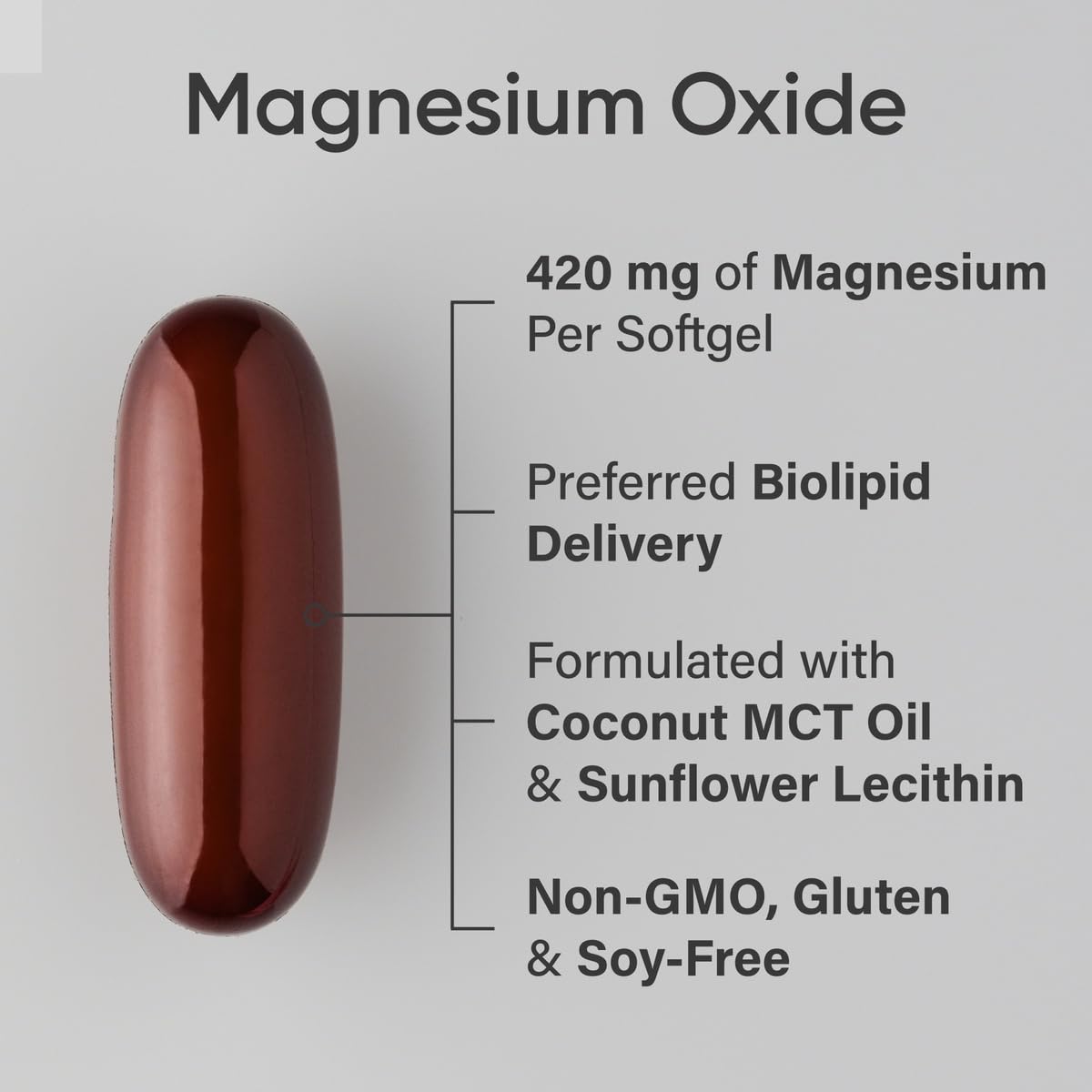 Sports Research Magnesium Oxide 420mg with Coconut MCT Oil Magnesium Supplement for Muscle, Nerve, and Bone Support, Gluten-Free, Non-GMO, 90 Softgels
