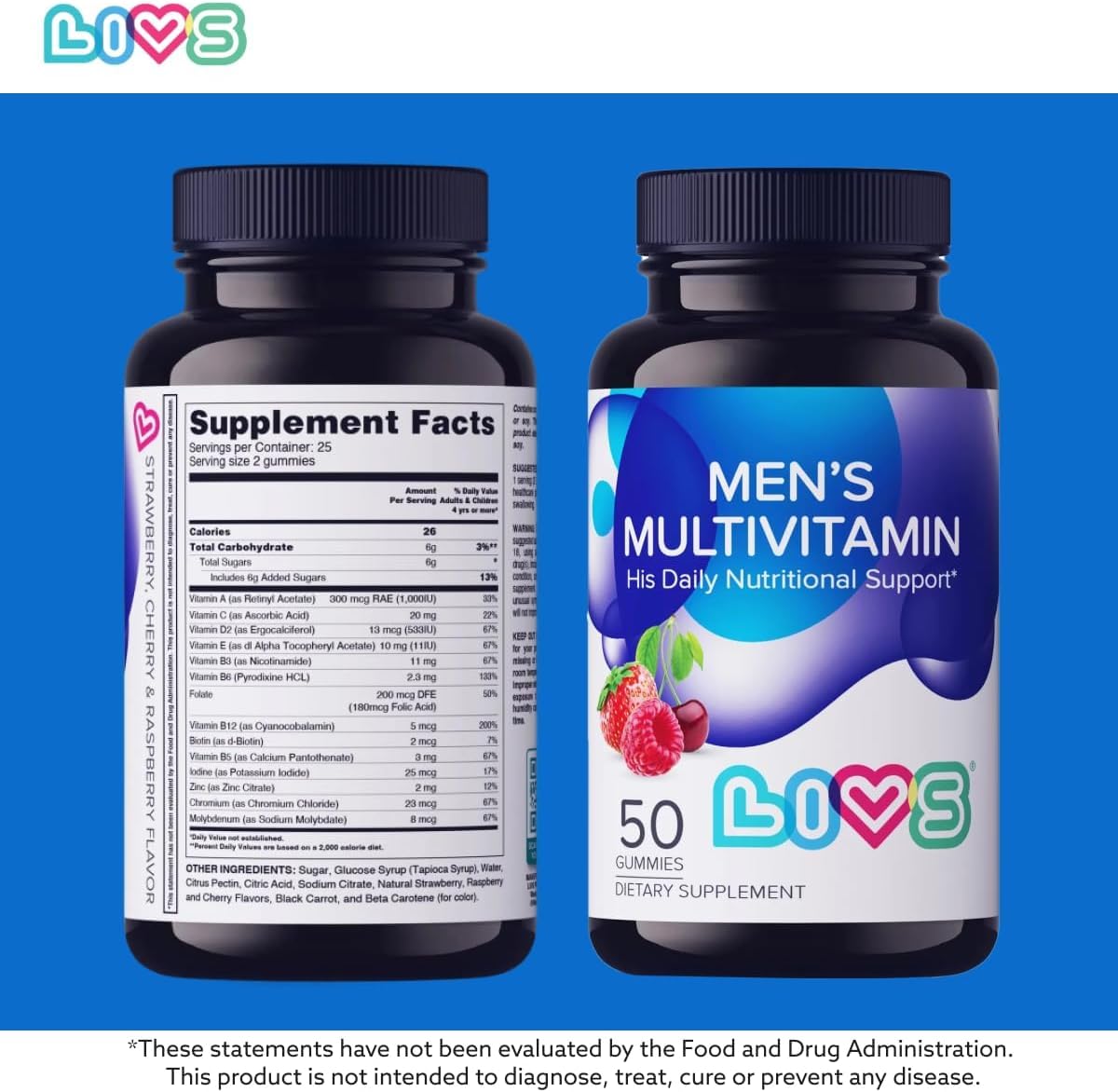 LIVS Men’s Multivitamin Gummies, 2-Pack, 100 Count