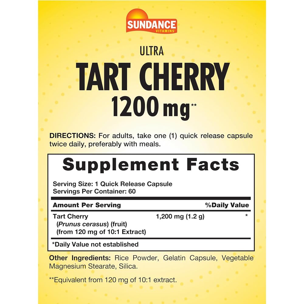 Sundance Ultra Tart Cherry 1200 mg Capsules, 120 Capsules