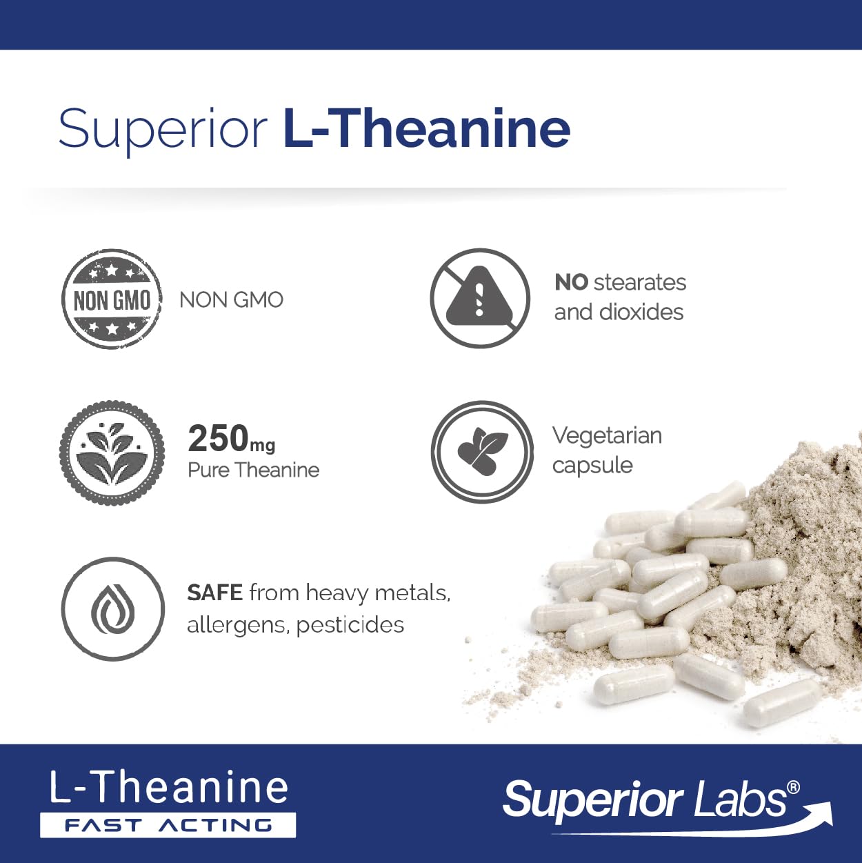 Superior Labs L-Theanine 250 mg Capsules, 90 Veg Caps