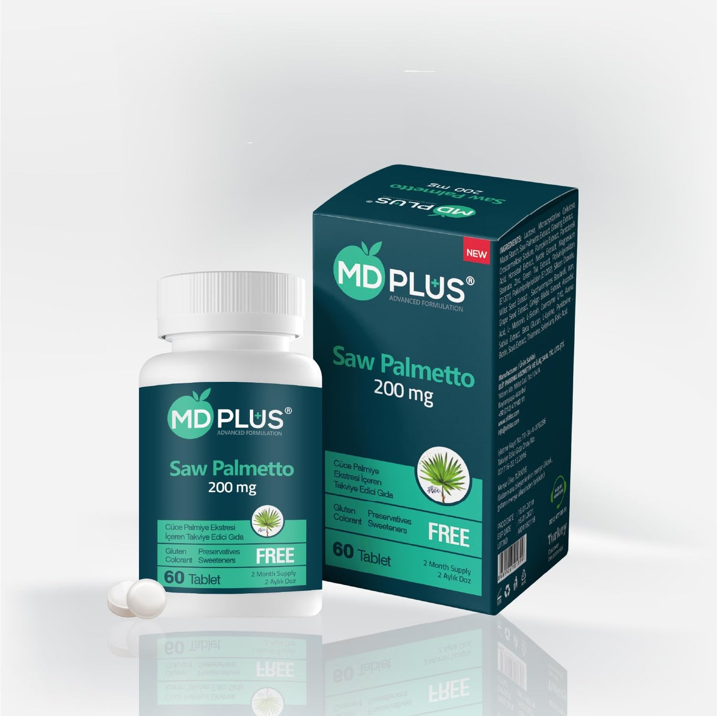 HairMD Md Plus Advanced Hair Saw Palmetto 200 mg Tablet, 60 Count