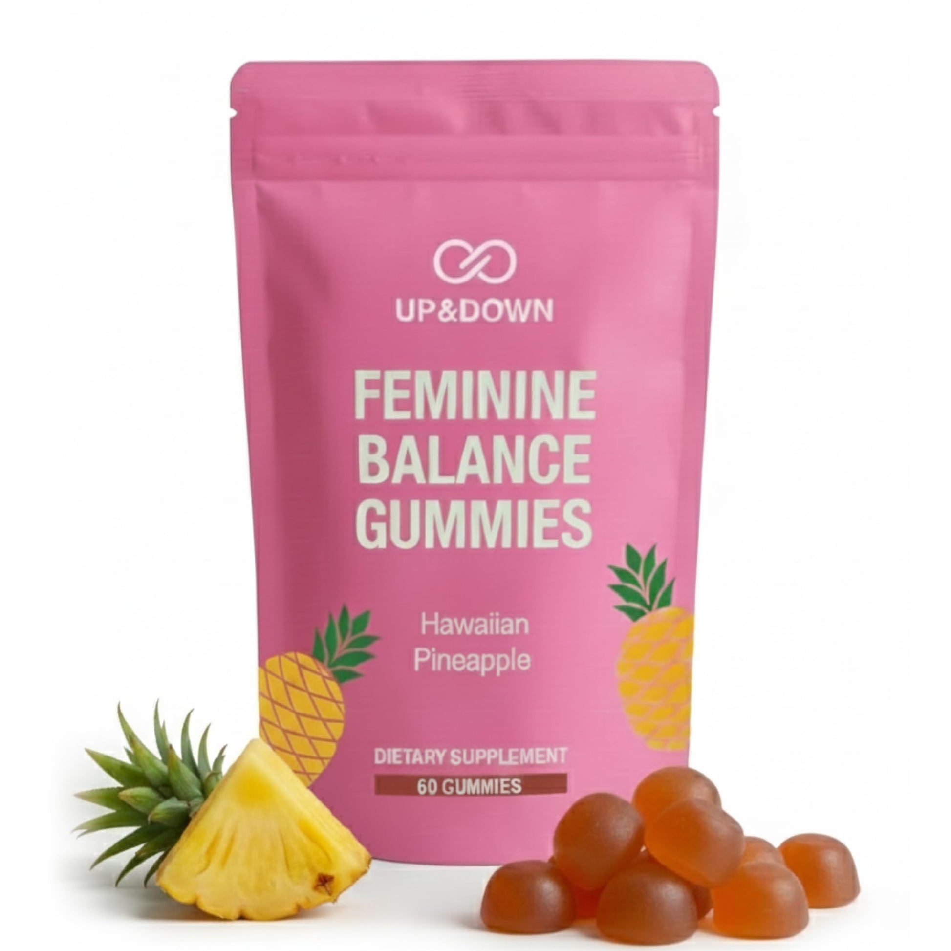 Up&Down Supplements Premium Feminine Balance for Women, 60 Gummies