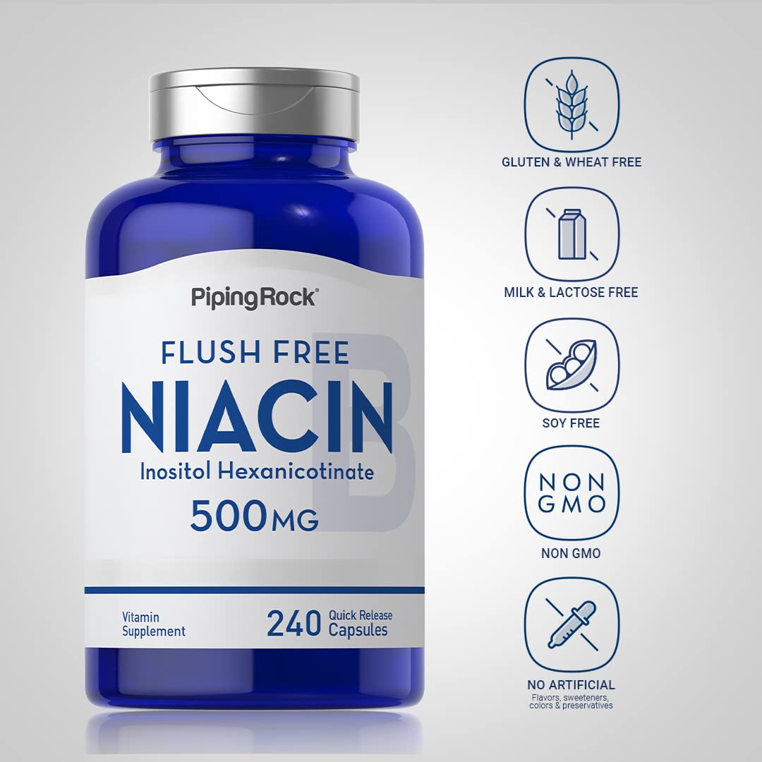 Piping Rock Niacin 500mg Flush Free Vitamin B3 Supplement Capsule 240 Count