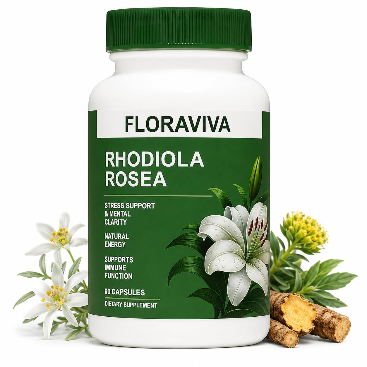 NO BALD Floraviva Rhodiola Rosea Supplement Capsule, 60 Count