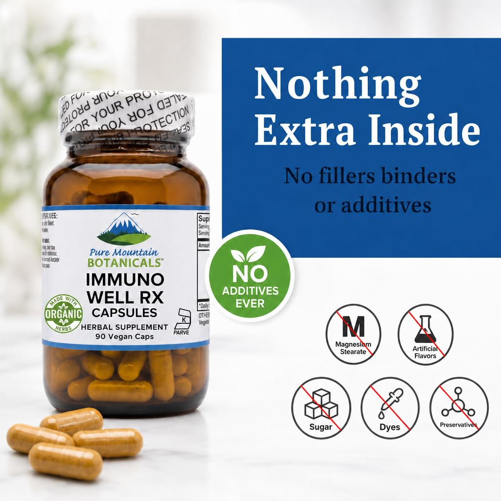 Pure Mountain Botanicals Immuno Well Immune Support Supplement Capsules, 90 Count