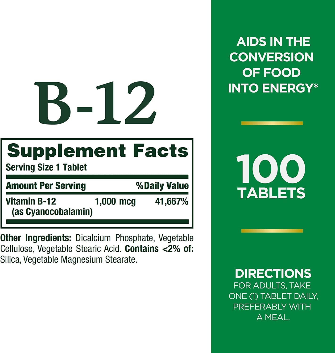 Nature's Bounty Vitamin B-12 1000 mcg Tablets, 900 Tablets