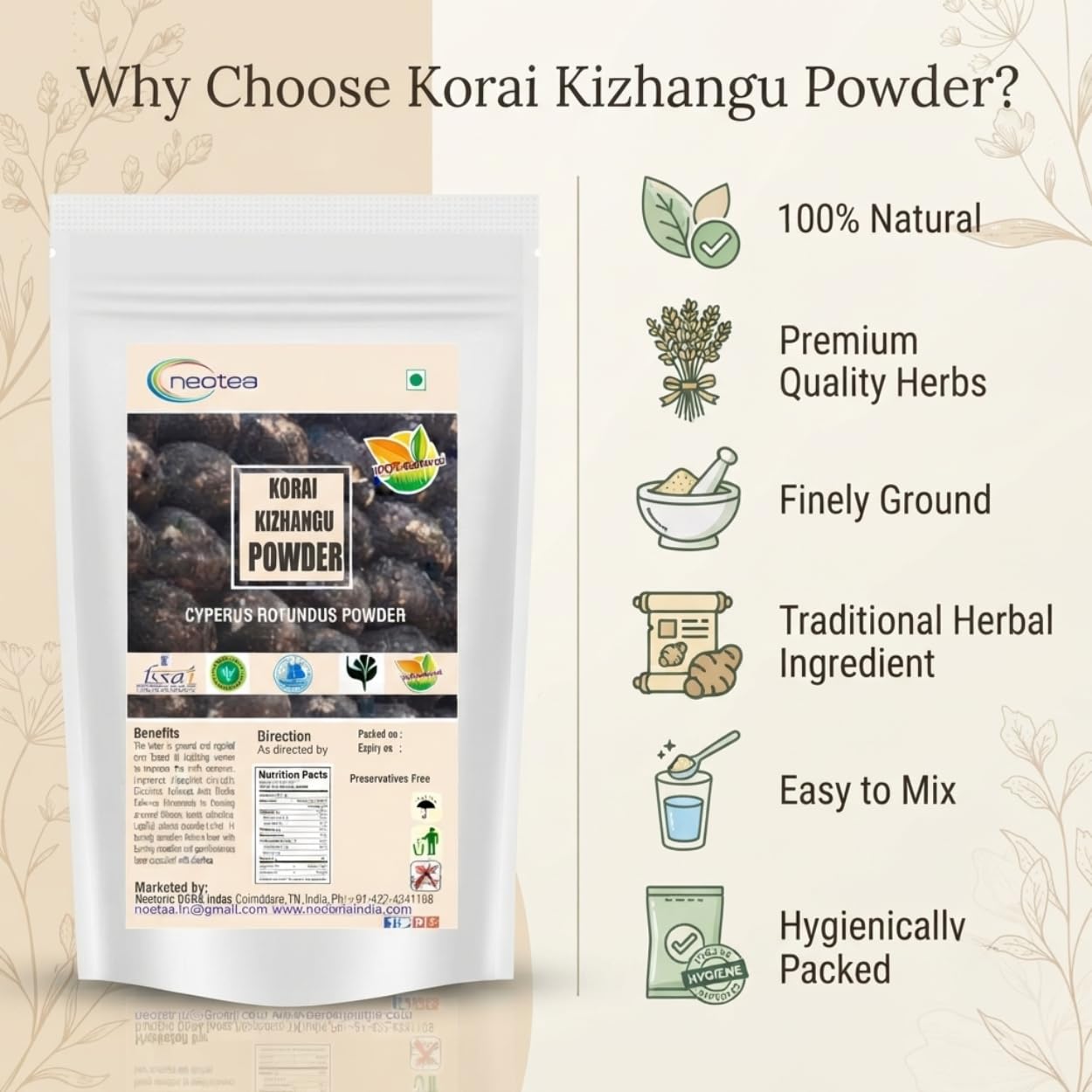 neotea Korai Kizhangu Powder (Cyperus Rotundus) 10.5822