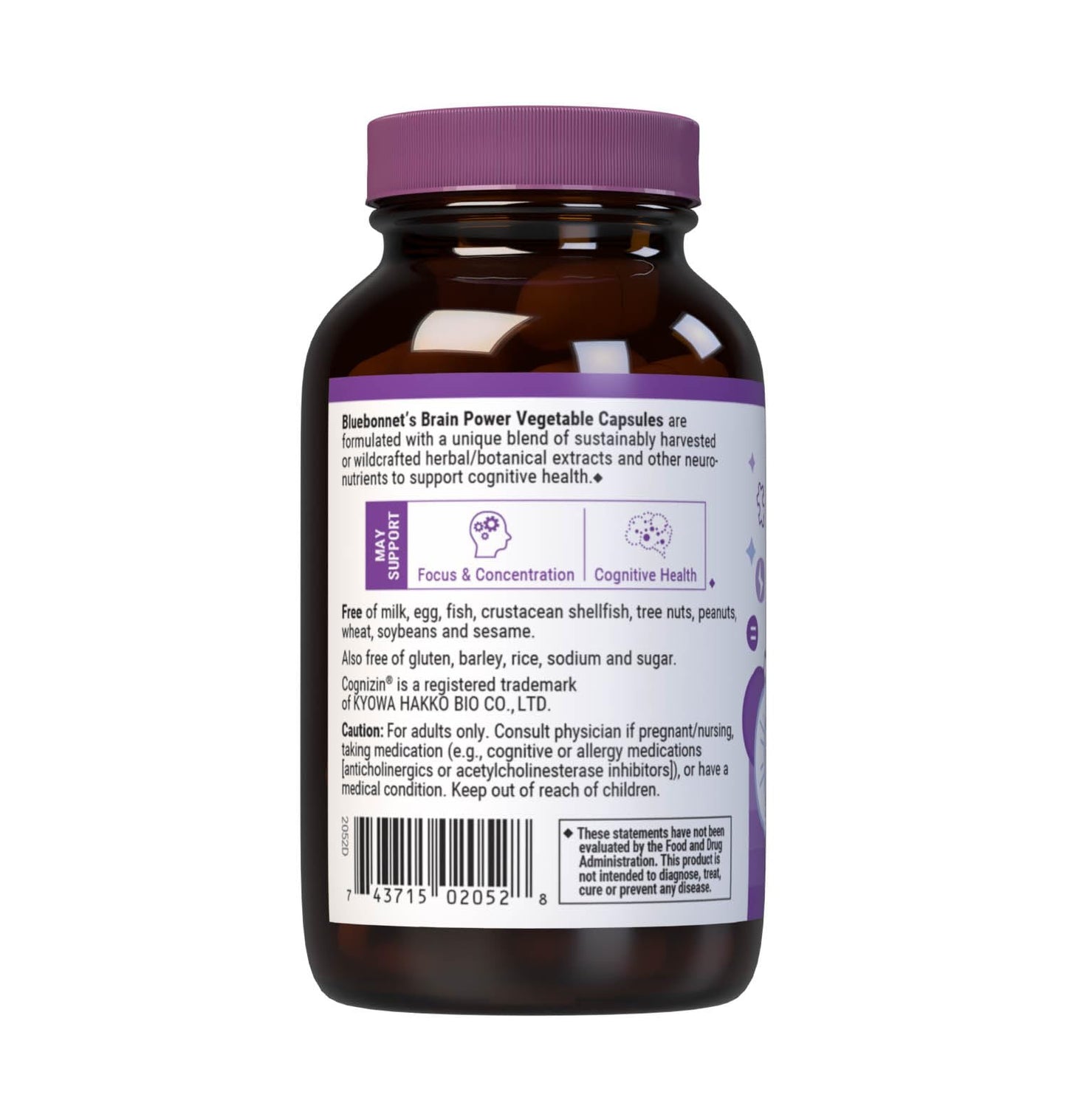 BlueBonnet BrainPower Whole Food-Based Nootropic Blend 30 Capsules