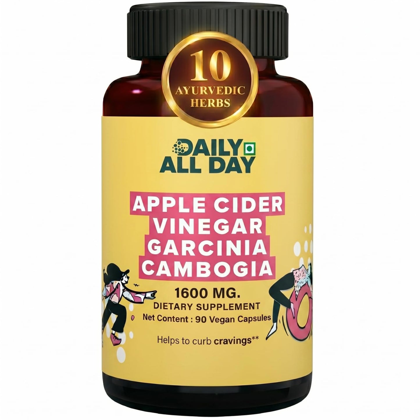 Daily All Day Apple Cider Vinegar Capsules with Garcinia Cambogia, 90 Count