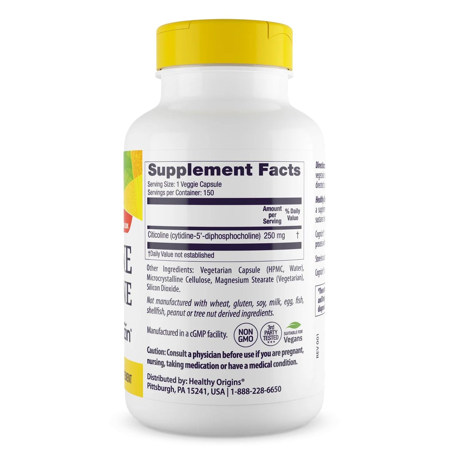 Healthy Origins Cognizin (Citicoline) 250 mg Capsules, 150 Count