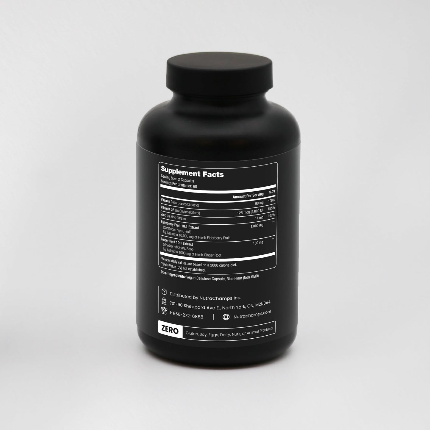 NutraChamps Elderberry with Vitamin C and Zinc Capsules 120 Count