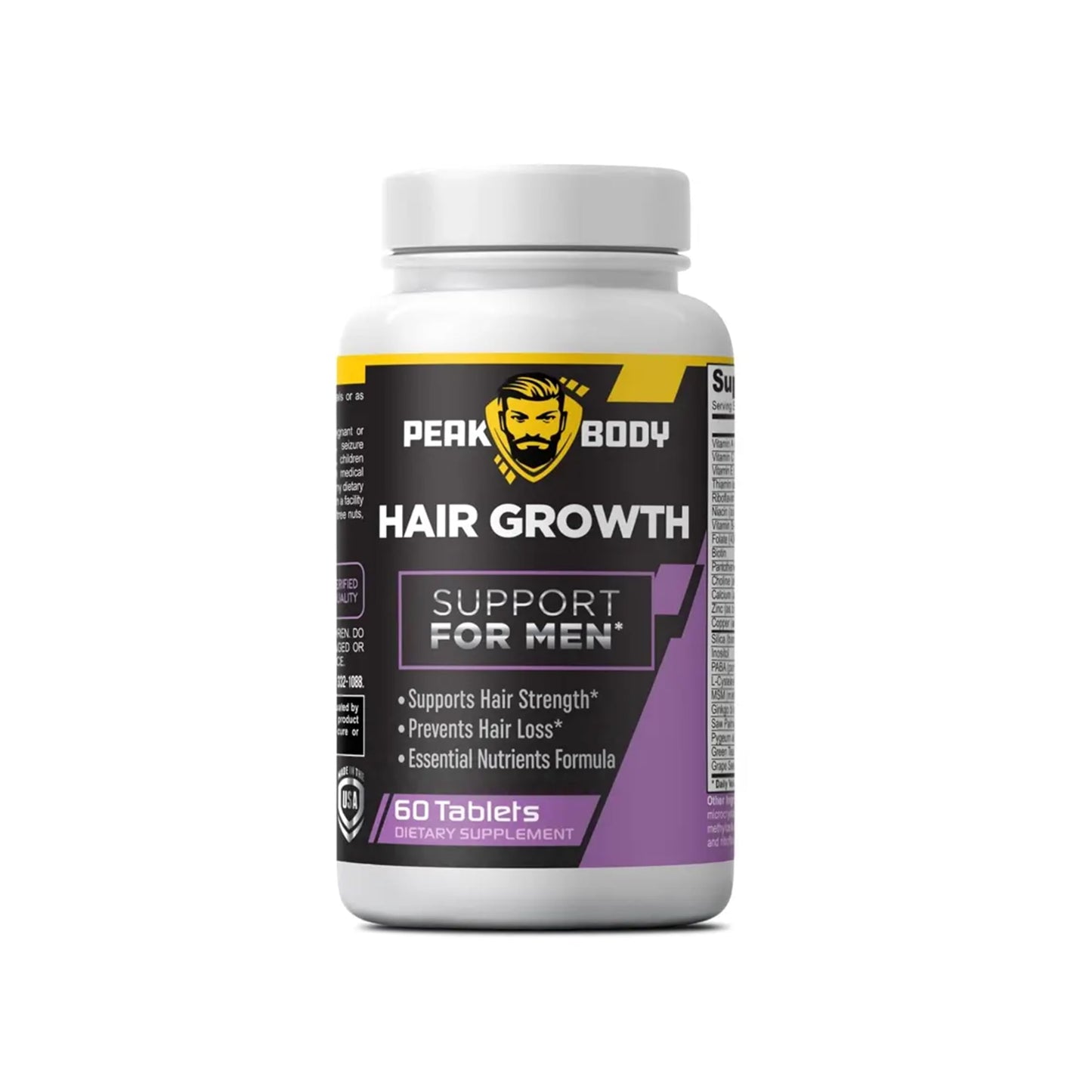 Peak Body Hair Growth Support for Men 60 Tablets