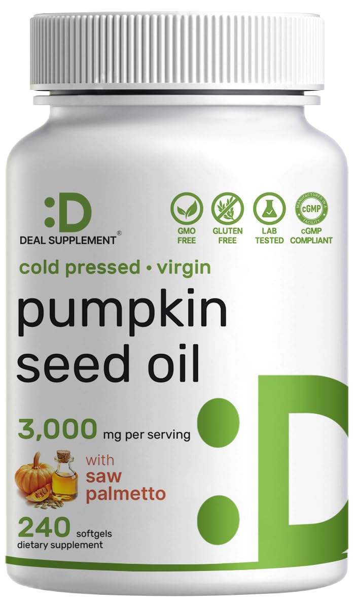 DEAL SUPPLEMENT Pumpkin Seed Oil 3,000mg with Saw Palmetto Softgel, 240 Softgels, Non-GMO