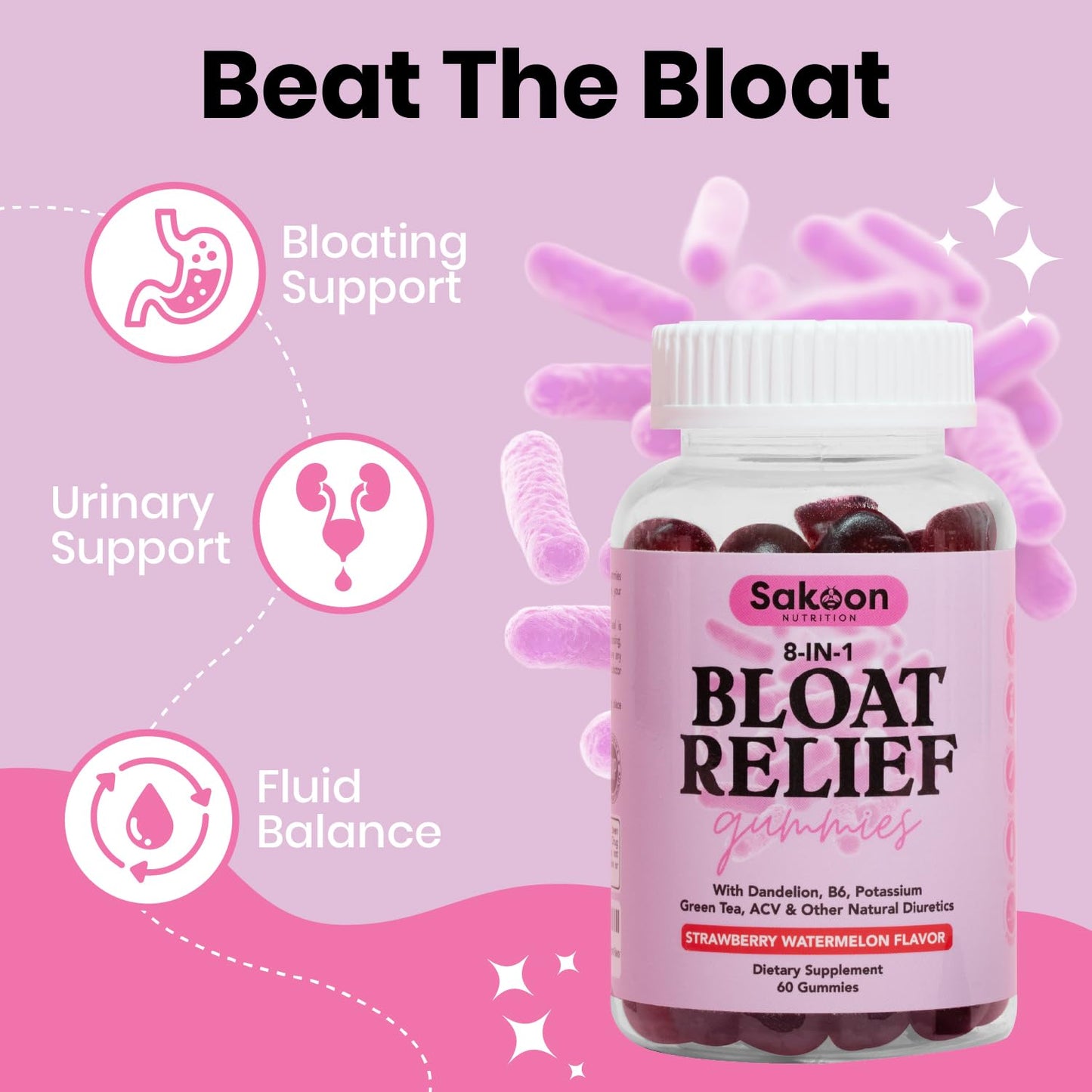 Sakoon nutrition Bloating Relief Gummies for Women, 60 Gummies