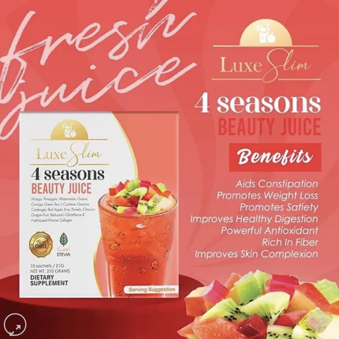 Generic Luxe Slim 4 Seasons Beauty Juice Powder, 10 Sachets