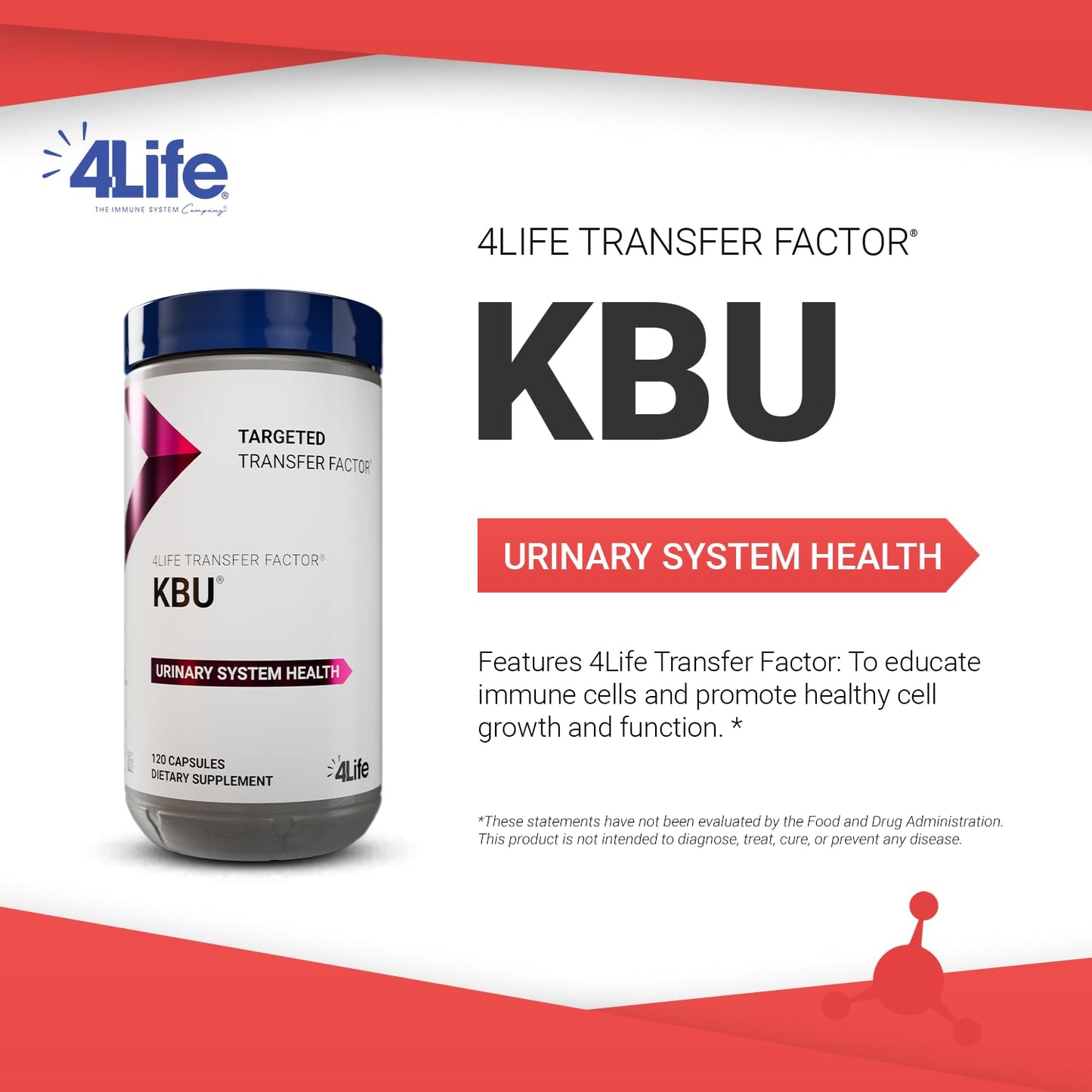 4Life Targeted Transfer Factor KBU Urinary Support Supplement, 120 Capsules