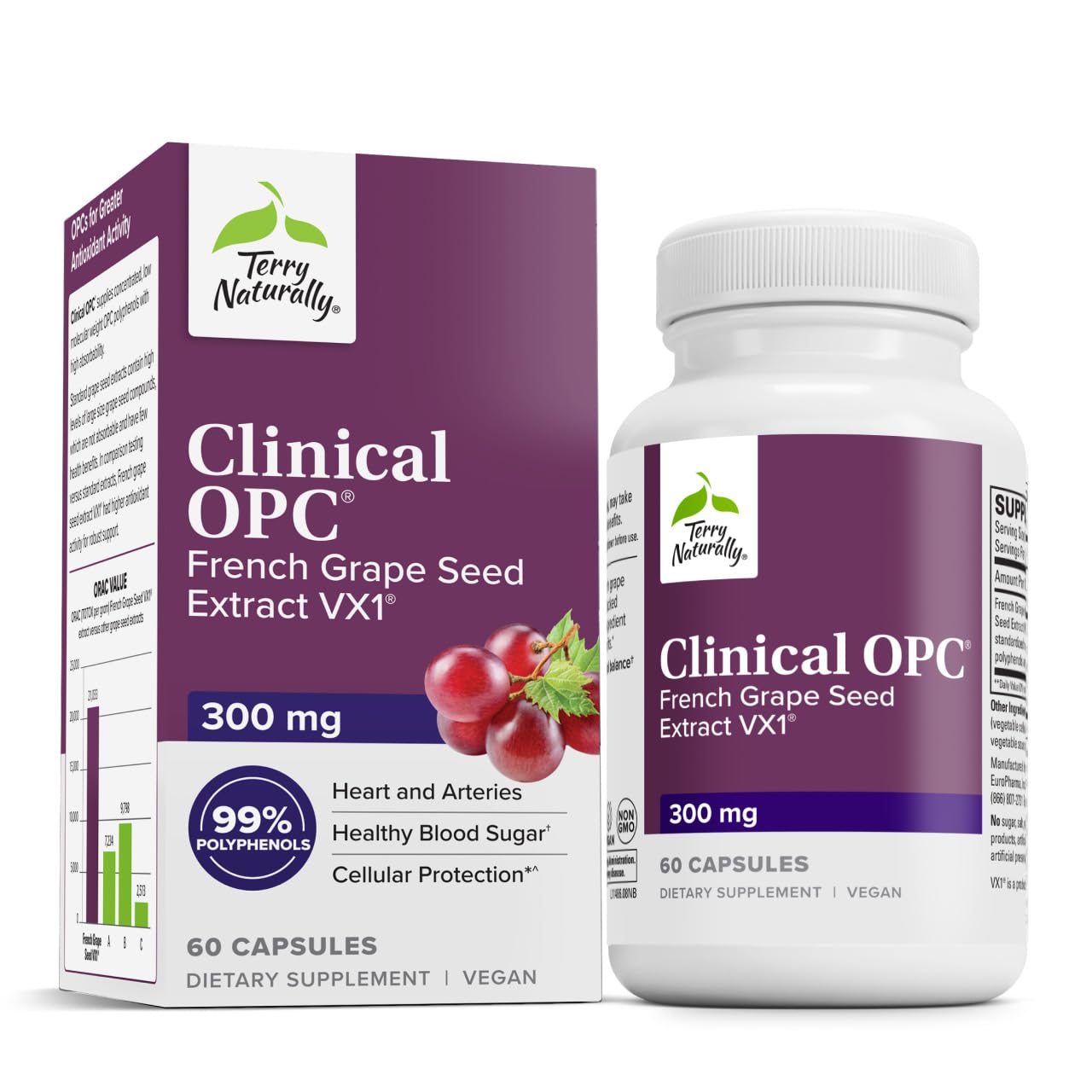 Terry Naturally Clinical OPC - Cardiovascular Health & Focus Support Supplement Softgels 60