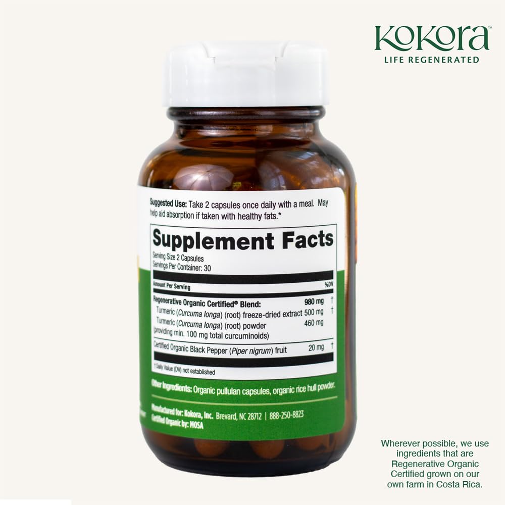 kokora Regenerative Turmeric Curcuminoids Vegan Non-GMO Capsules 60
