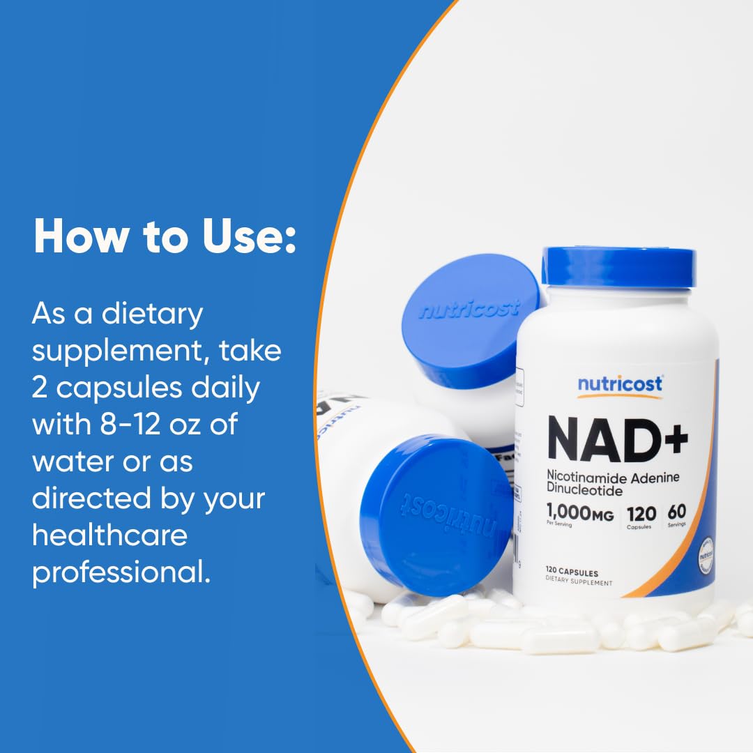 Nutricost NAD+ Supplement 1,000mg per Serving, Capsule, 240 Capsules