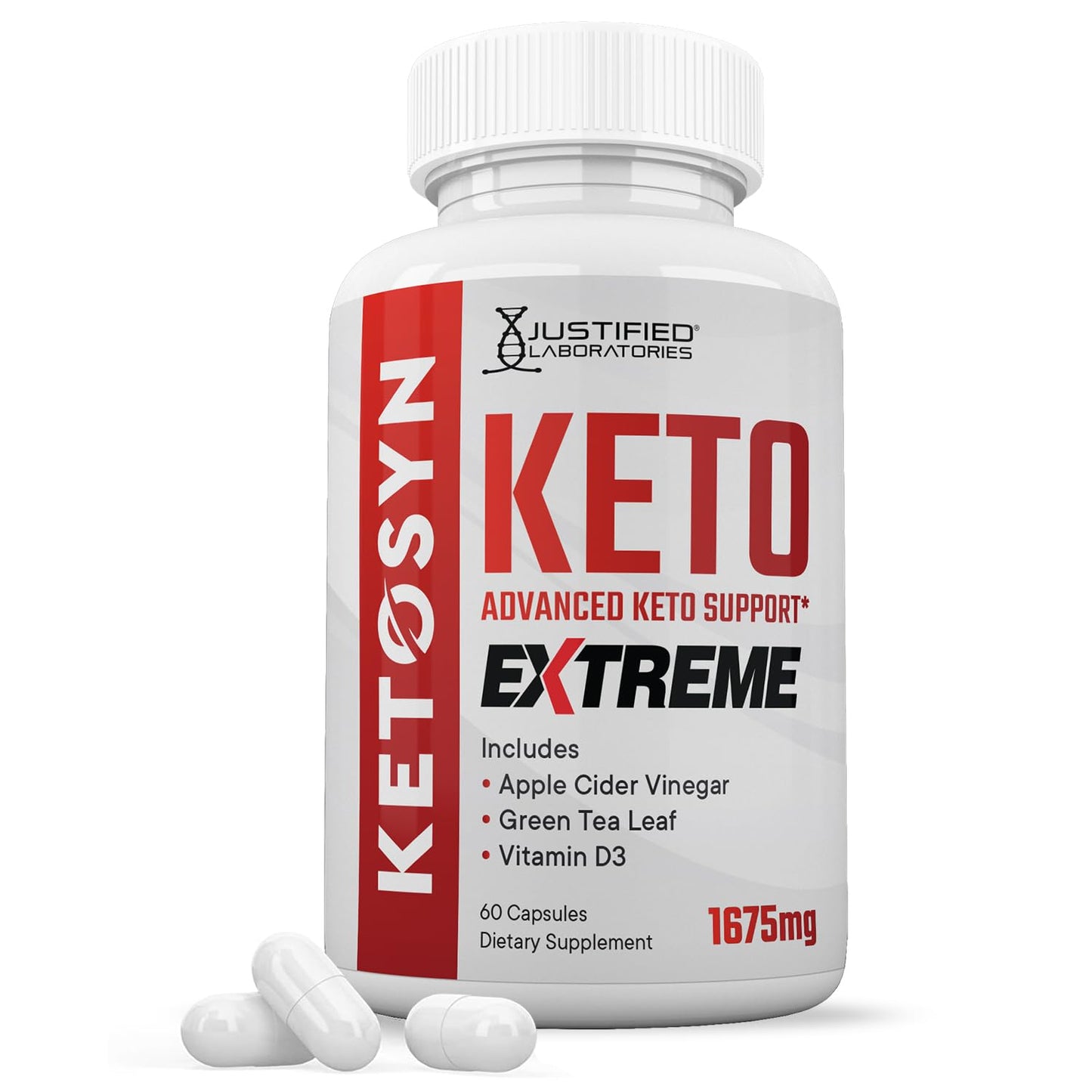 Justified Laboratories Ketosyn Keto ACV Extreme 1675 mg Keto Support Blend 60 Capsules