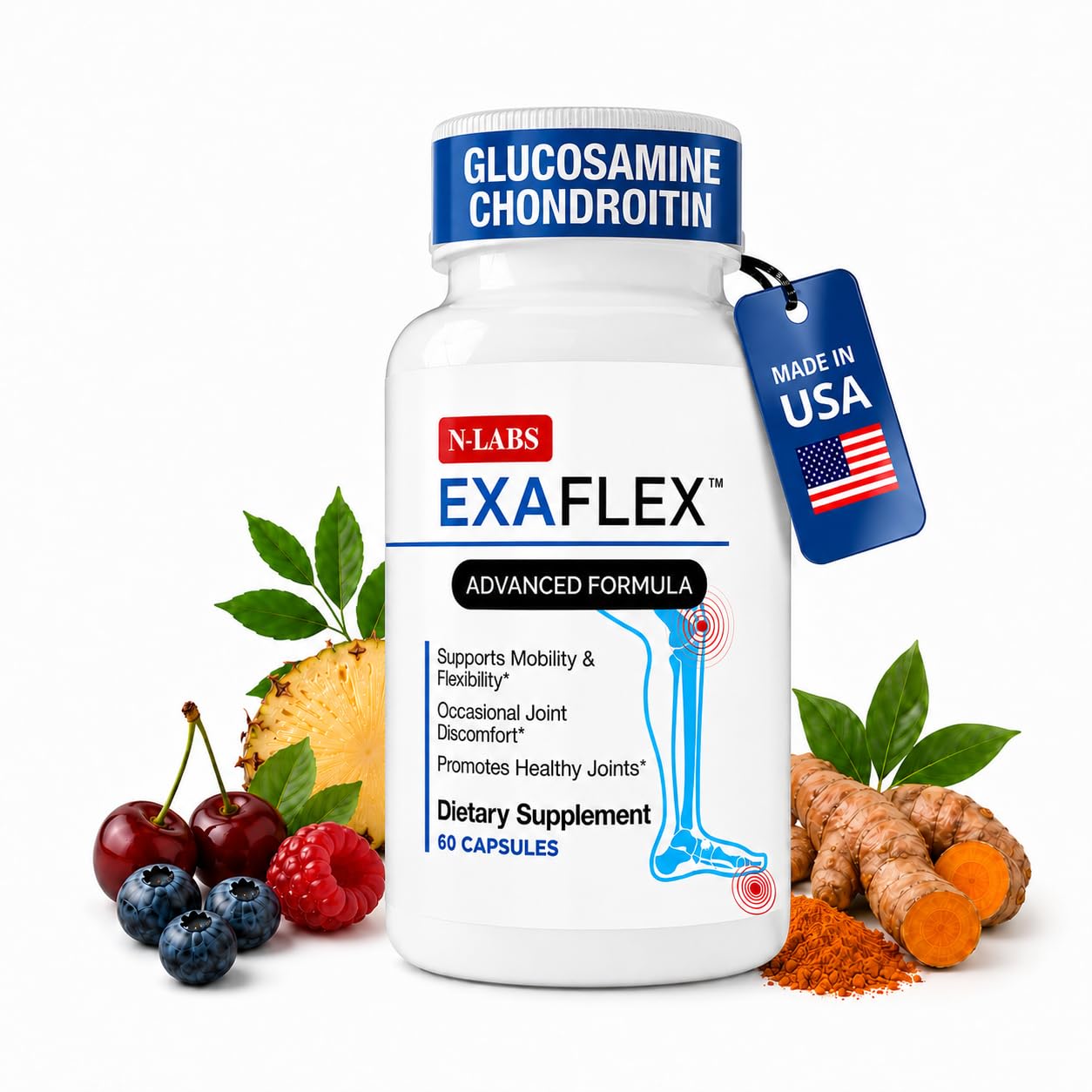 N-Labs ExaFlex Glucosamine Chondroitin MSM, Bromelain Capsules 60 Capsules