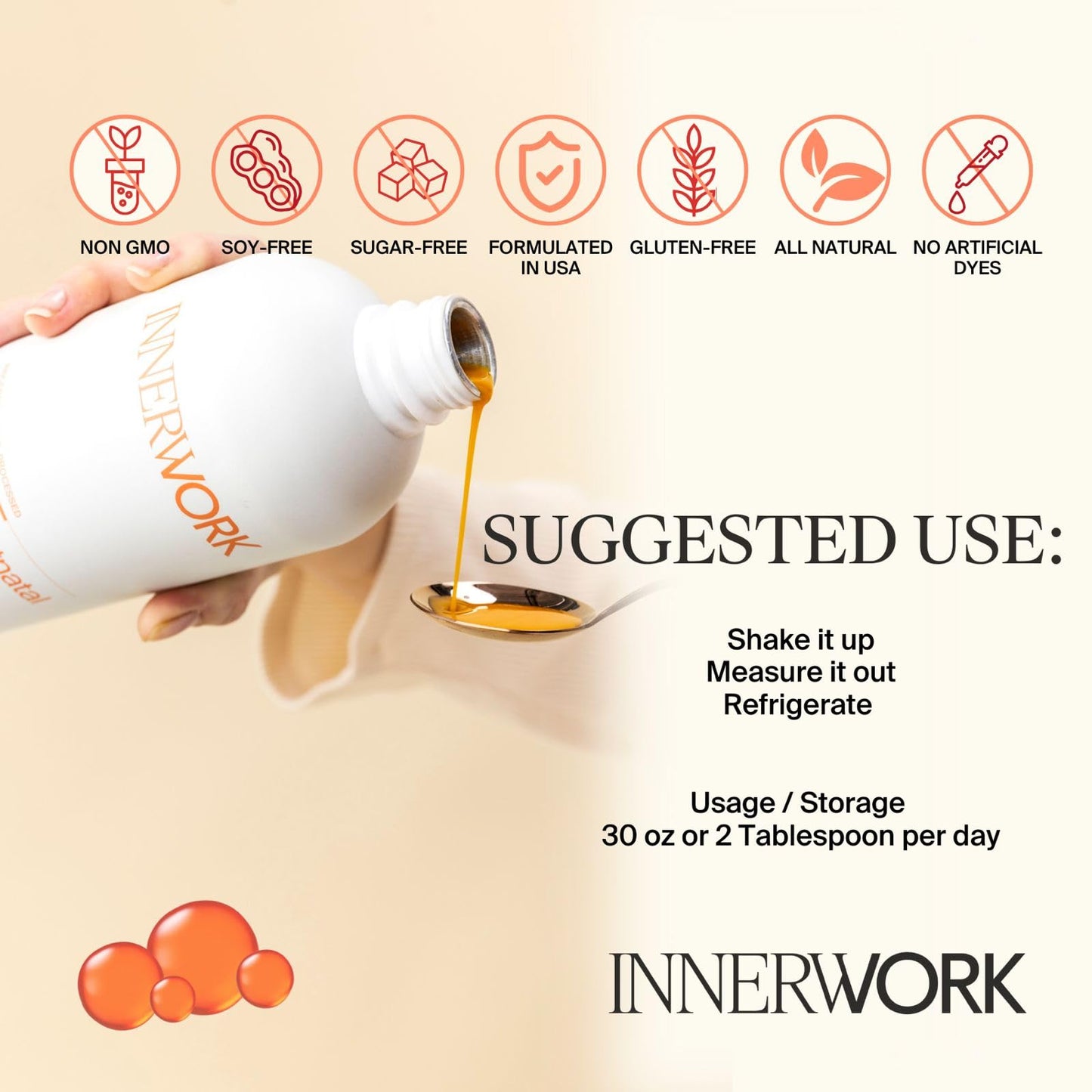 Innerwork Prenatal Multivitamin for Women with DHA, Folate, Choline & B Complex Gummy 120 Count