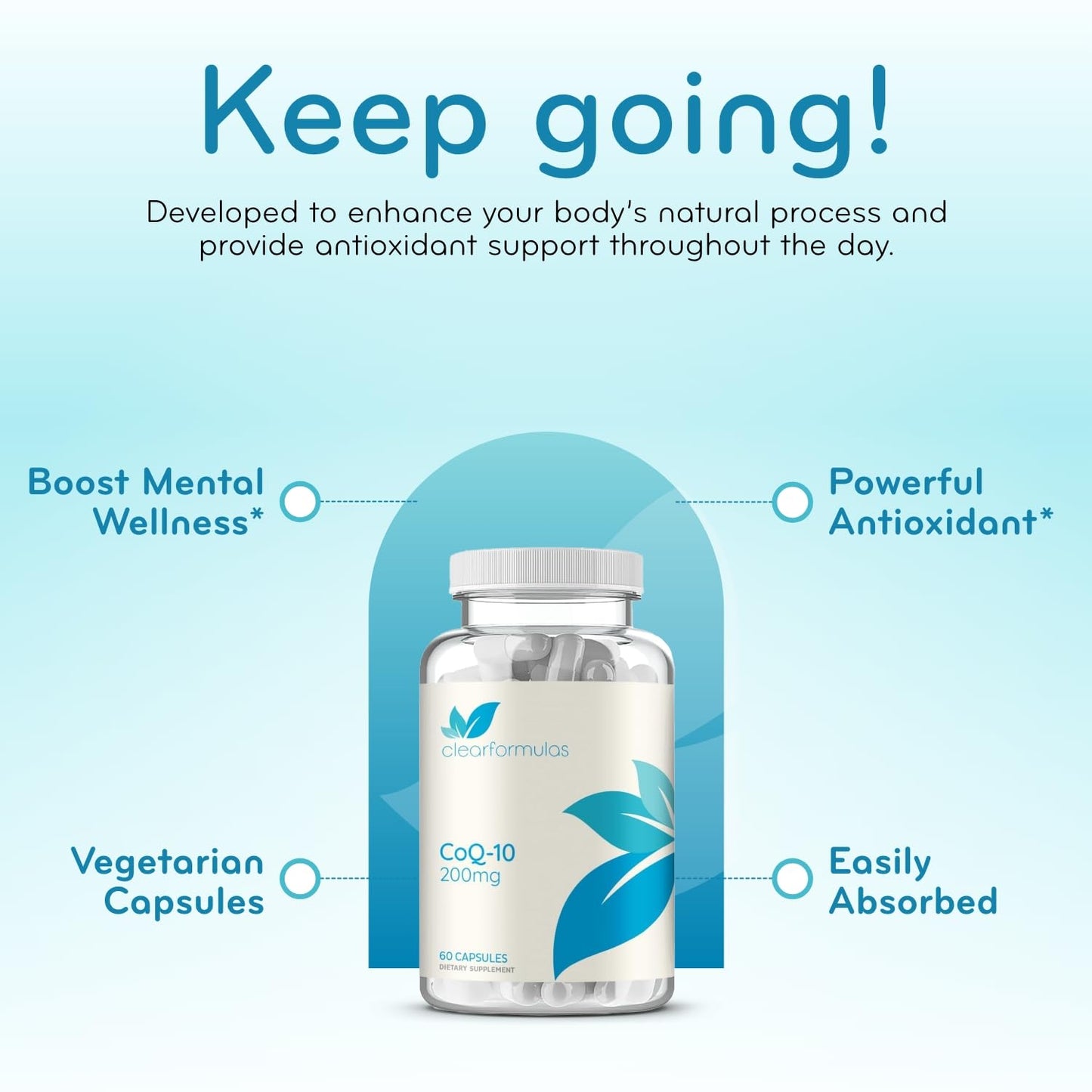 Clear Formulas CoQ10 200mg Quick Absorption Capsules 60 Count