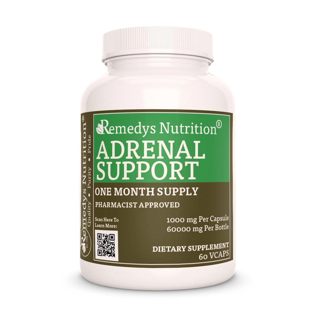 Remedy’s Nutrition Adrenal Support 1,000 mg Capsules 60 Count