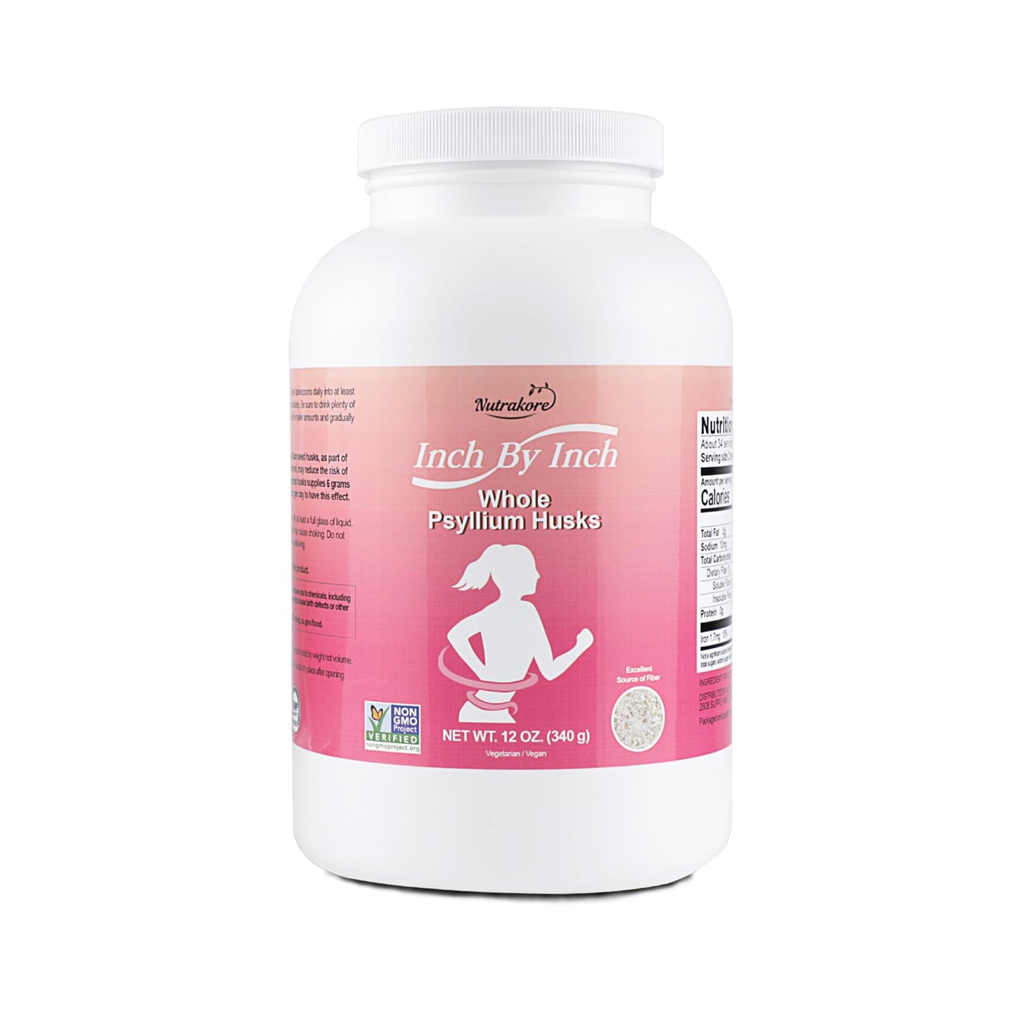 Nutrakore Inch By Inch Whole Psyllium Husks Powder, 12 oz