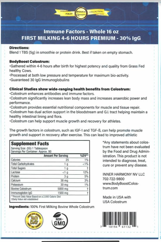 BodyBoost Colostrum Powder, 16 oz