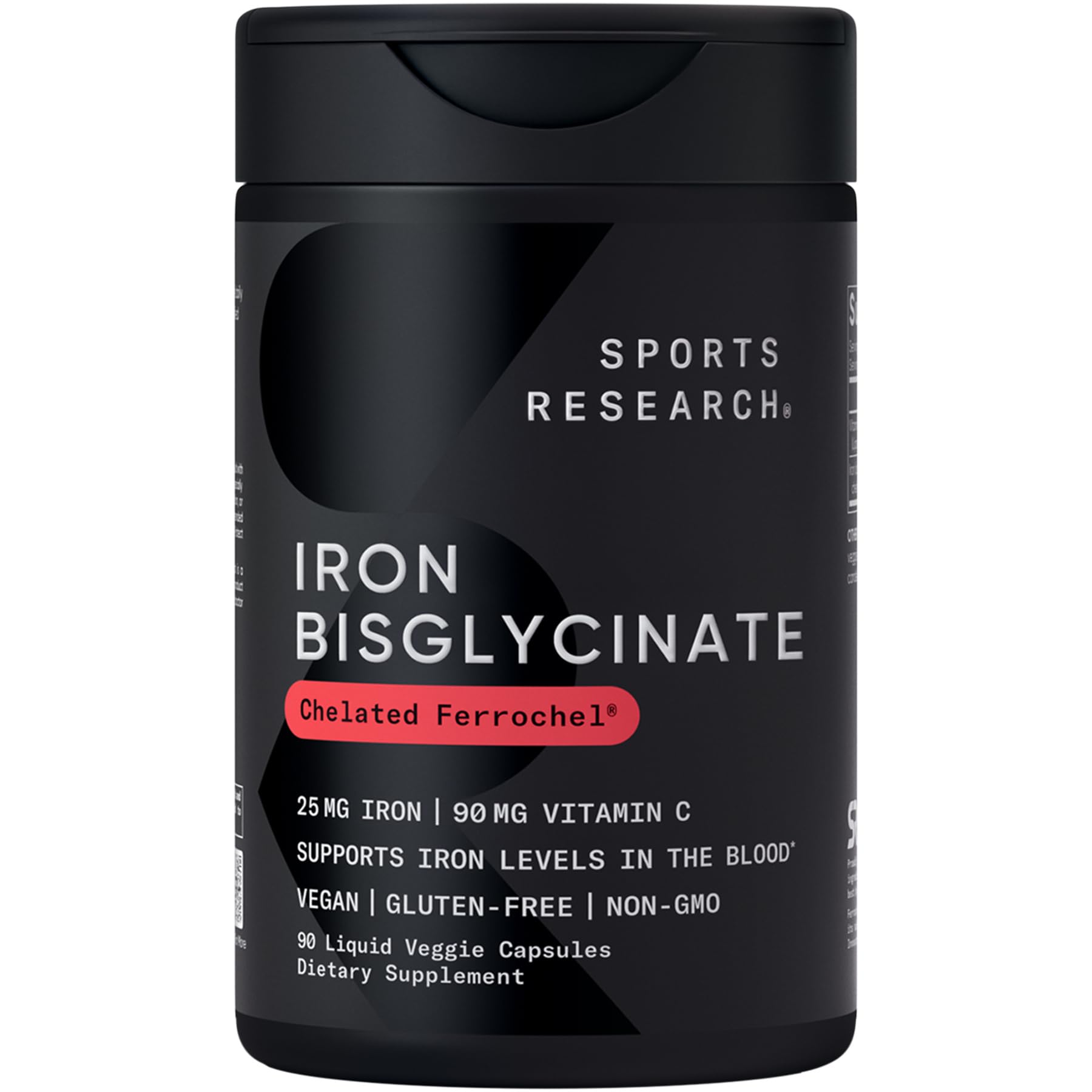 Sports Research Iron with Vitamin C High Absorption Iron Supplement 90 Capsules
