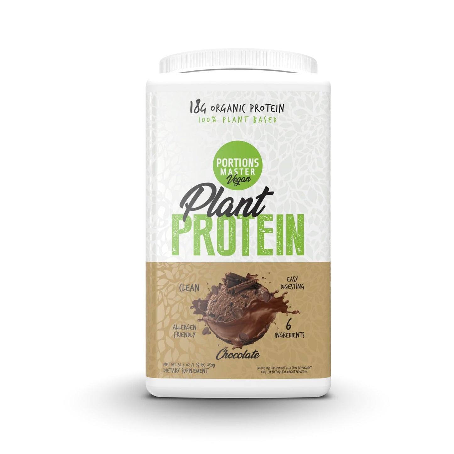 Portions Master Plant Protein Powder 26.4 oz Chocolate