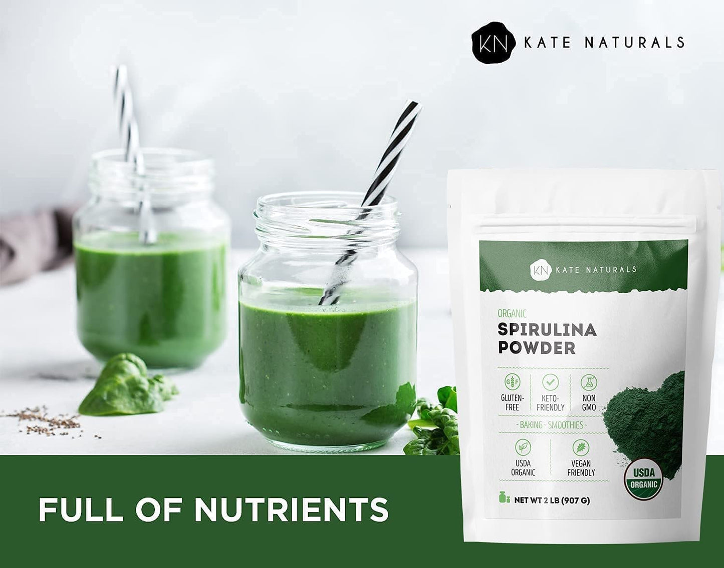 Kate Naturals Organic Spirulina Powder 32 Ounce