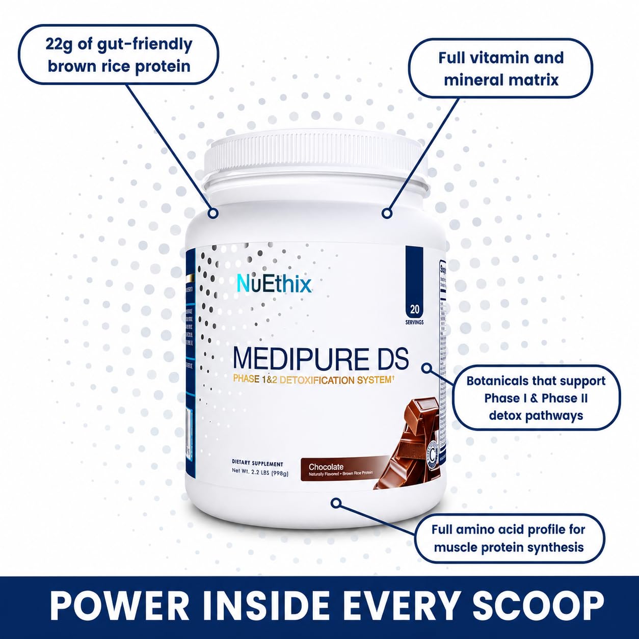 NuEthix Formulations Medipure DS with Brown Rice Protein Powder 22g, 40.0359