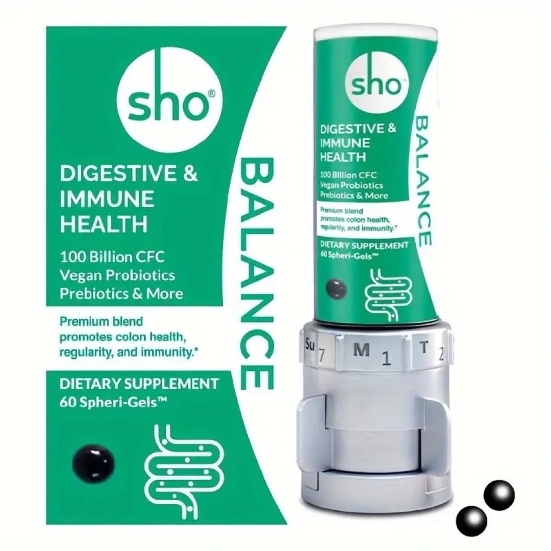 SHO Balance 100 Billion CFU Prebiotics & Probiotics for Digestive Health Capsule, 60 Count